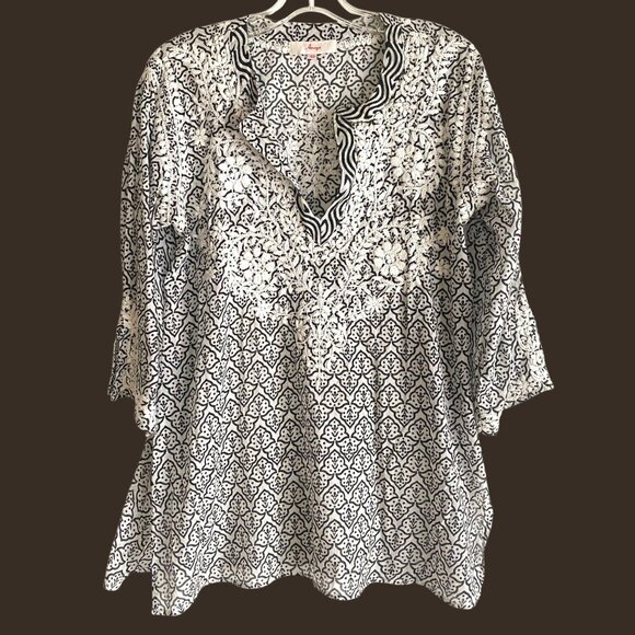 size 40 (M) Amaya v-neck caftan embroidered lightweight swim cover up‎ - Picture 1 of 5